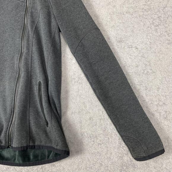 Athleta Jacket Womens Extra Small Gray Asymmetrical Zip Hooded Fleece Lined - Picture 5 of 16